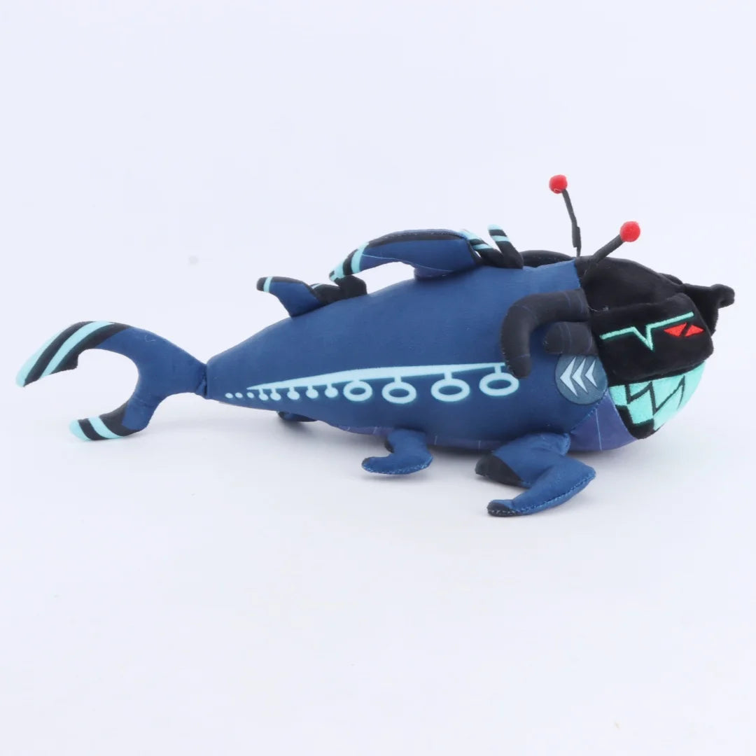 ネイビー ロボット深海魚 ぬいぐるみ 赤い目とアンテナ付き