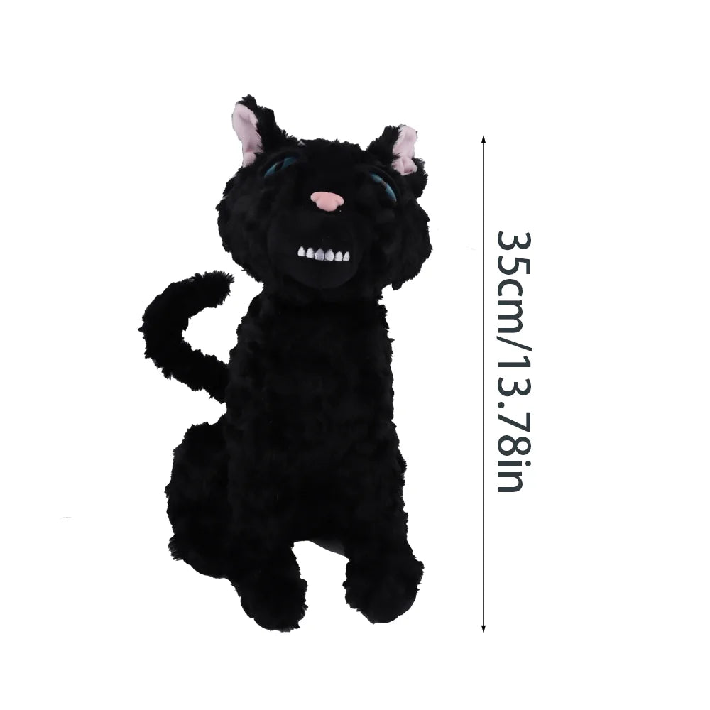ハロウィン ギザギザ歯の怖い黒猫 もこもこぬいぐるみ