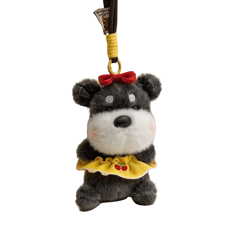 ふわふわ子犬のさくらんぼ衣装ぬいぐるみキーホルダー