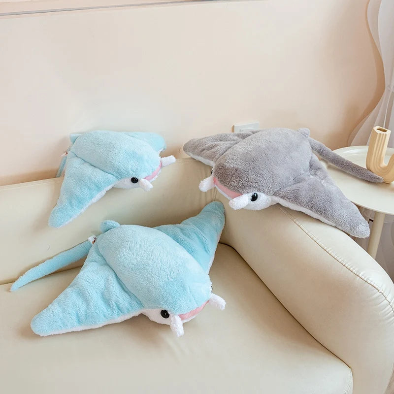 New Cartoon Fish Manta Ray Plush Toy Cute Devil Rajiformes Cute Mobulidae Plushies Pillow Stuffed Soft Marine Life Dolls Gifts