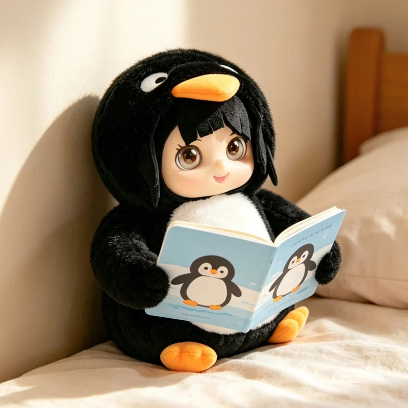 かわいい ペンギン 着ぐるみ 人形 絵本持ち