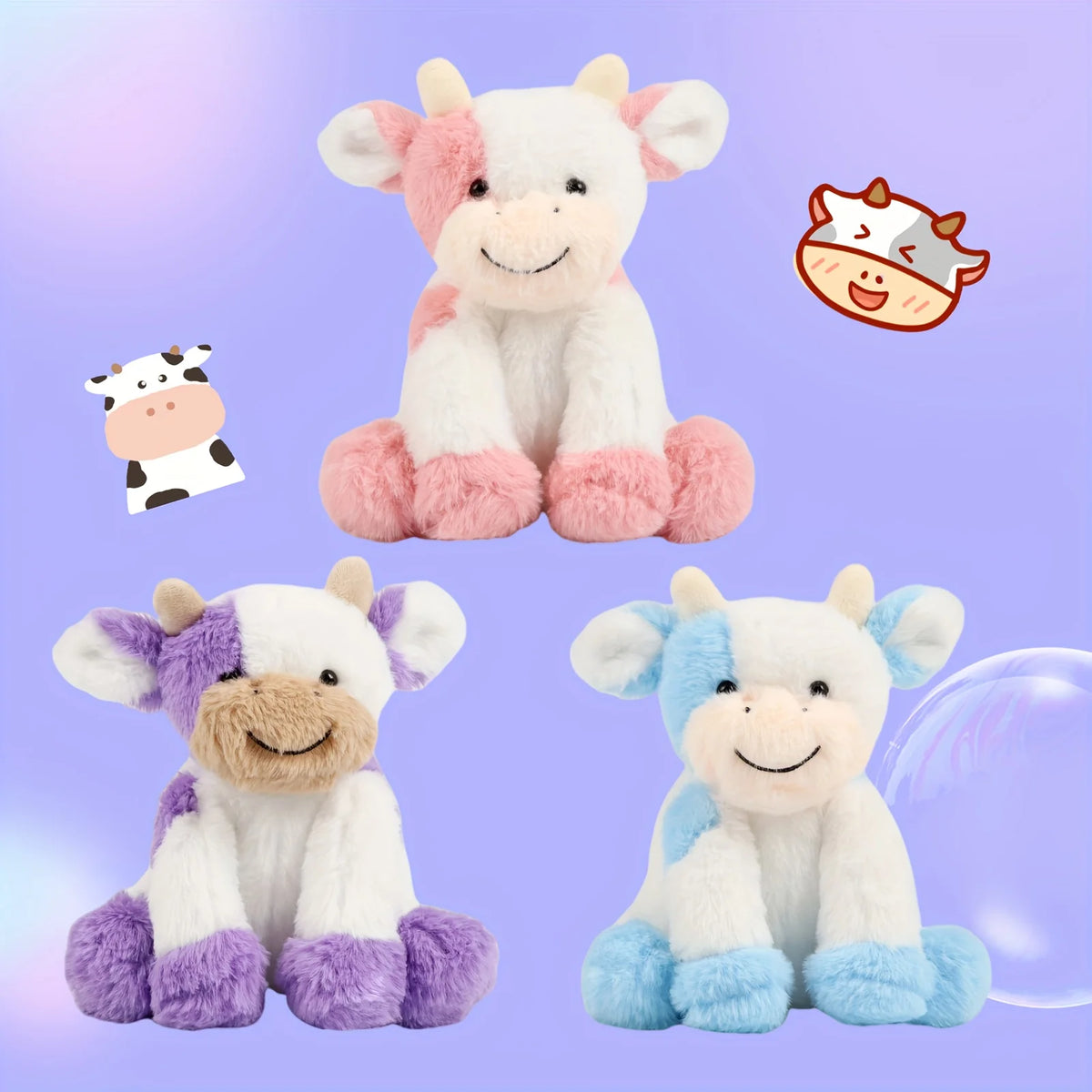 7.87in Cuddly Cow Plush Toy Soft Snuggly Stuffed Animal for Children Cute Silly Cow Doll Kawaii Cattle Plush Kids Birthday Gifts