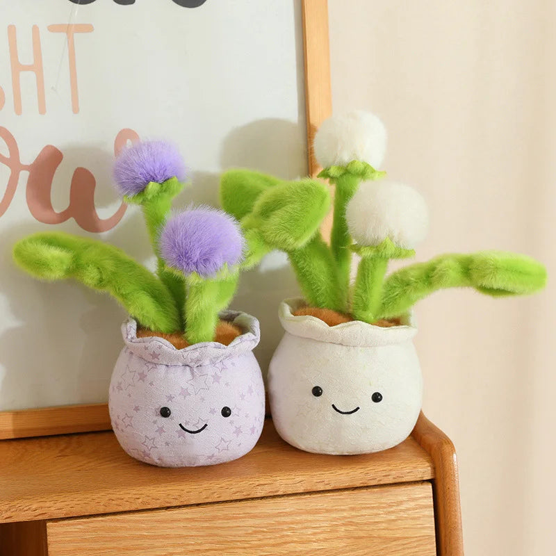 かわいい ふわふわ 踊る 花の ぬいぐるみ 鉢植え