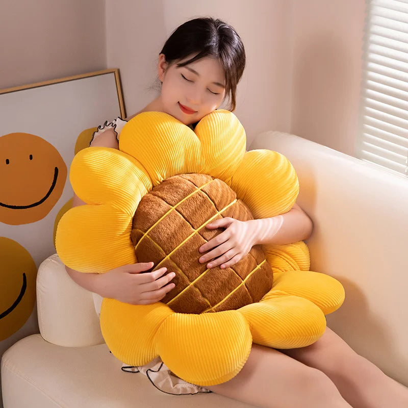 35-70cm Nice Stuffed Sunflower Plush Plant Seat Cushion Flowers Decor Pillow Props for Sofa Chair Indoor Floor Girls Gift