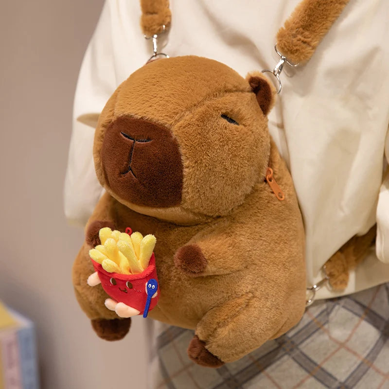 カピバラ ぬいぐるみ ふわふわ ショルダーバッグ みかん付き