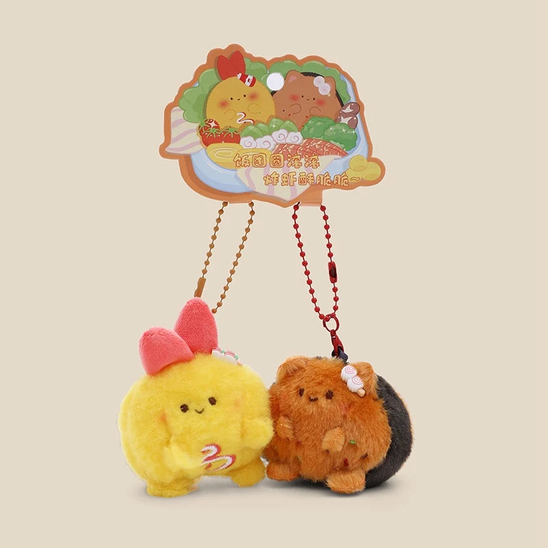 ぷっくり可愛い 料理モチーフ ぬいぐるみ マスコットキーホルダー イラストカード付き