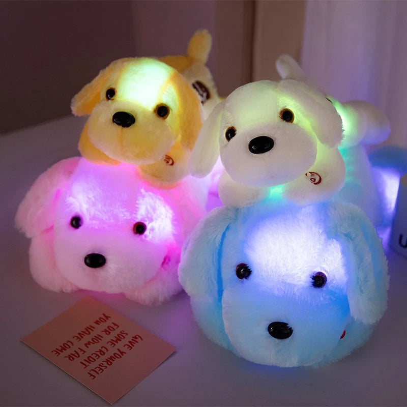 Luminous Dog Plush Toy Cute Cartoon Stuffed Soft Lying Animal Doll Anti Stress Home Decor Toys Gift Birthday Party Toys Kids