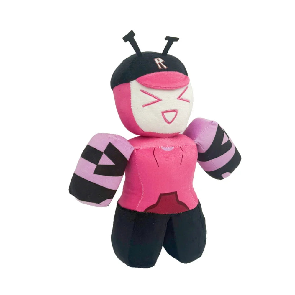 ピンクのロボットぬいぐるみ Rロゴキャップ＆アンテナ付き