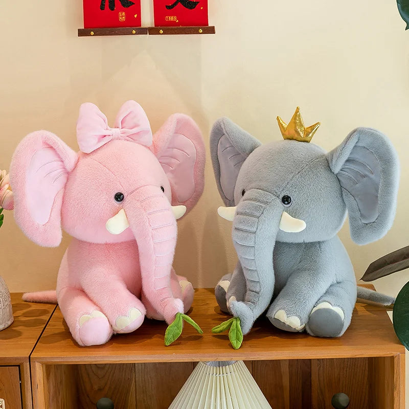 かわいい ピンクの リボン付き ゾウ ぬいぐるみ