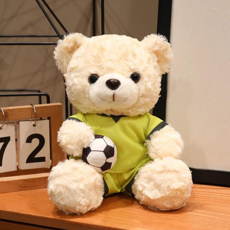 クリーム色のサッカー ドイツ代表 ユニフォーム テディベア ボール付き