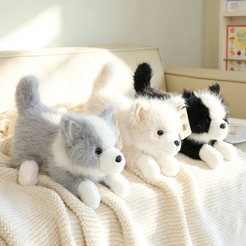 3color Lifelike Border Collie Plushie Premium Simulation Dog Toy Soft Fluffy Furry Puppy Stuffed Animal Cute Gift