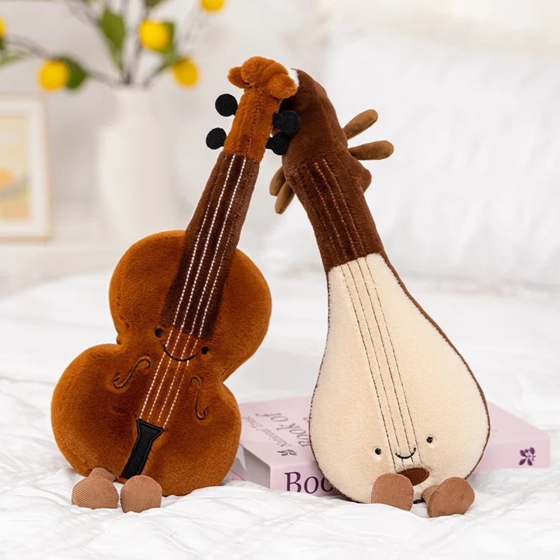 笑顔の楽器モチーフ ふわふわぬいぐるみクッション