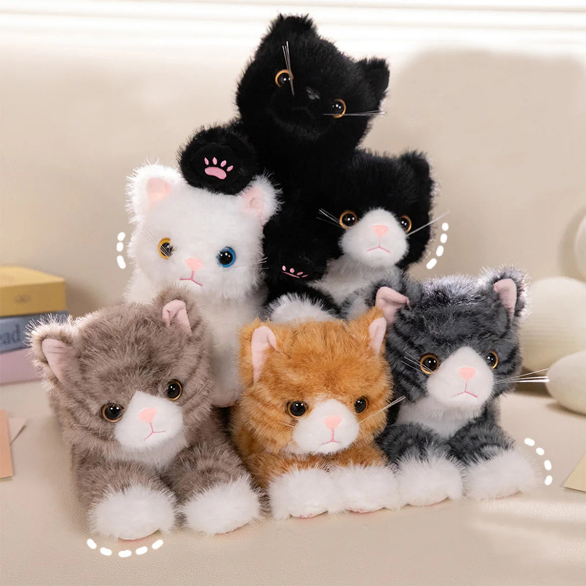 ふわふわ 可愛い オッドアイの仔猫 ぬいぐるみ 多色展開