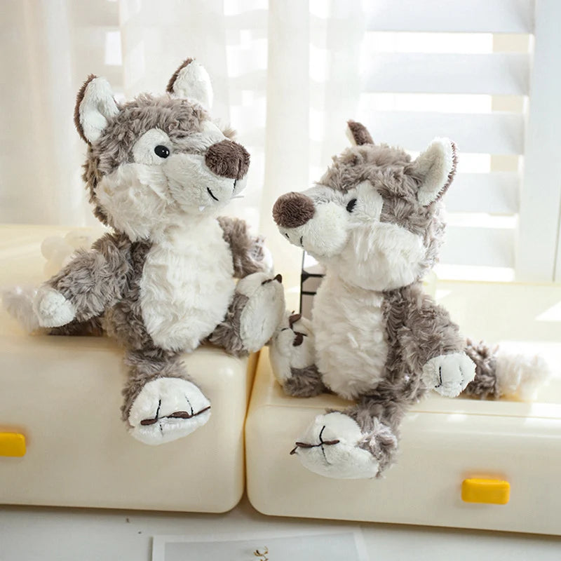 24cm Cute Fluffy Wolf Plush Toys Soft Cartoon Grey Wolf Soft Stuffed Animals Doll Kids Birthday Gift Accompany the Sleeping Doll