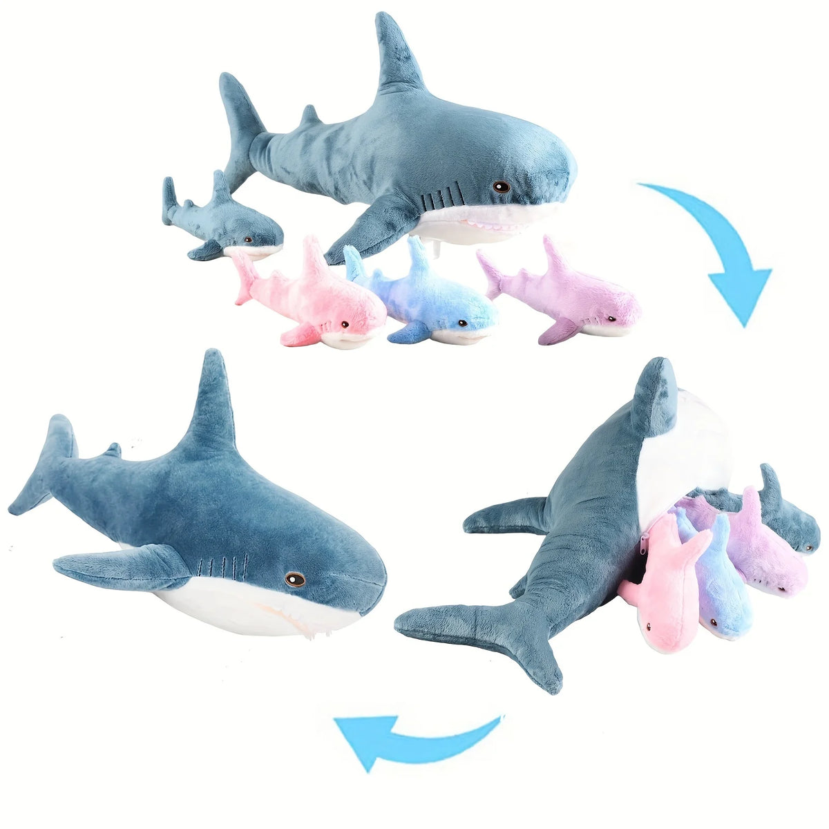 ふわふわ カラフル 親子 サメ ぬいぐるみ セット