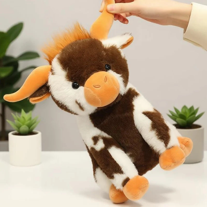 もこもこ たてがみと斑点模様が可愛い牛ぬいぐるみ
