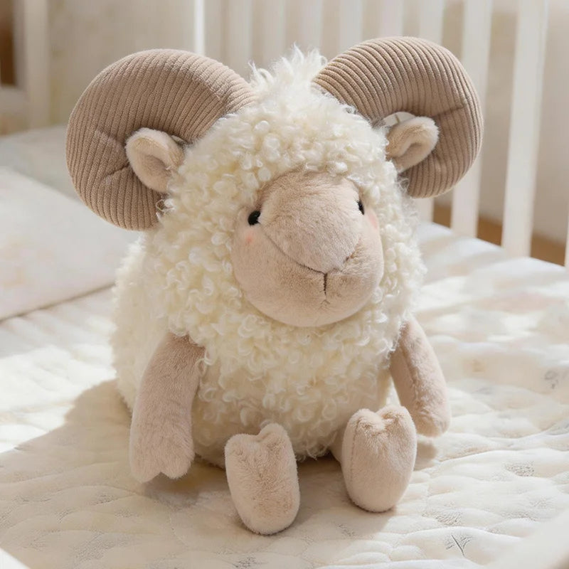 Cute Sheep Plush Toy Kawaii Stuffed Animal Soft Lamb Doll Fluffy Plushie Gift for Kids Baby Nursery Decor Birthday Christmas Gif