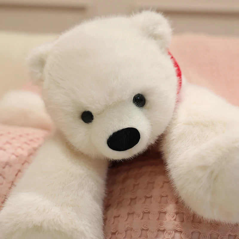 白いシロクマの親子ぬいぐるみ 赤いスカーフ付き