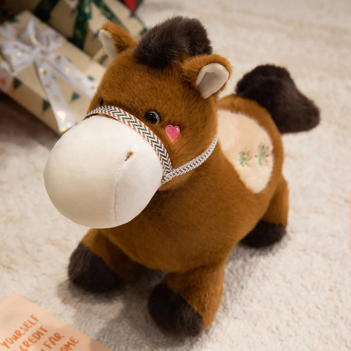 かわいい馬のぬいぐるみ ふわふわ ハーネスと模様