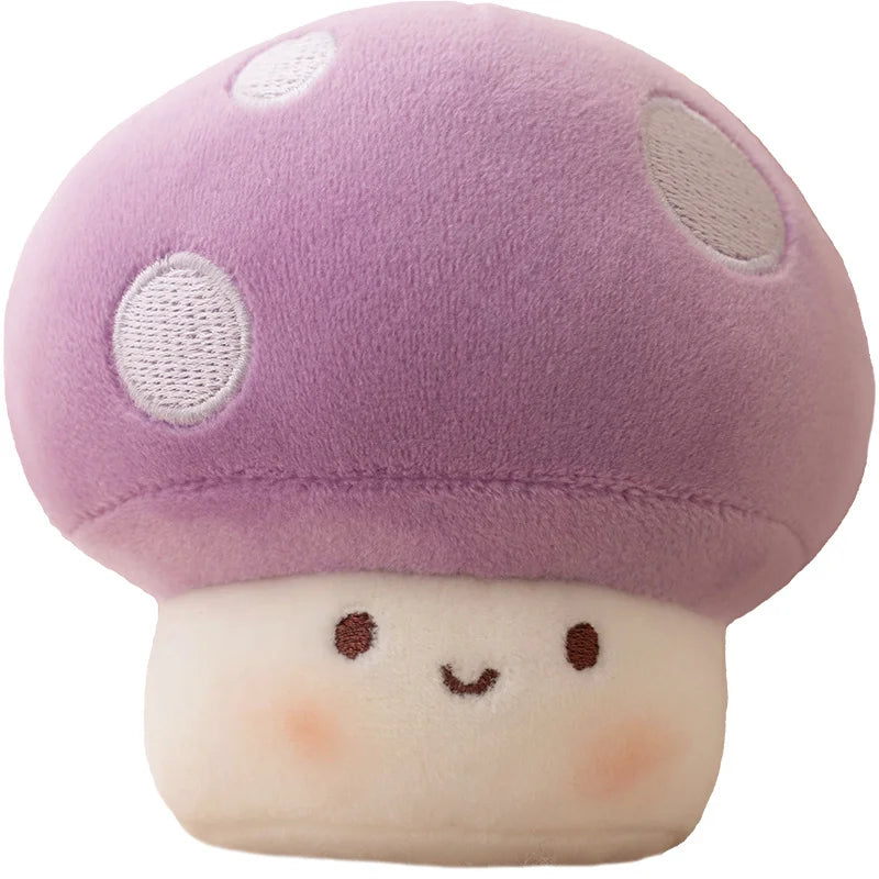 ふわふわ笑顔のカラフル水玉キノコ ミニぬいぐるみ