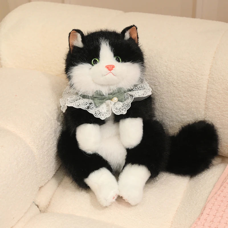 Realistic Puppet Cat Backpack Faux Fur-Cute Soft Animal Backpack with Adjustable Straps for Girls Daily Use School Bags Travel