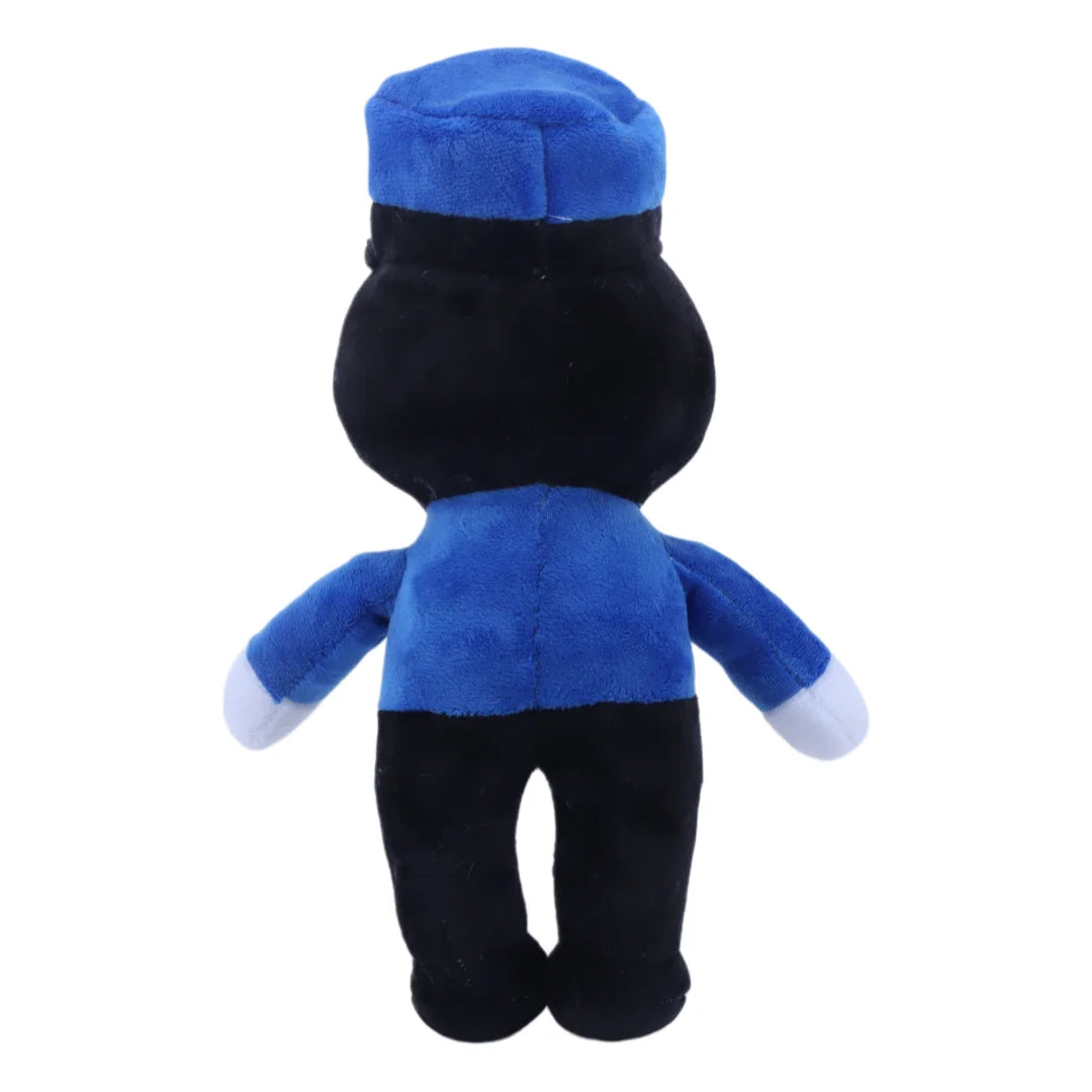 警官服の黒いアヒル キャラクターぬいぐるみ
