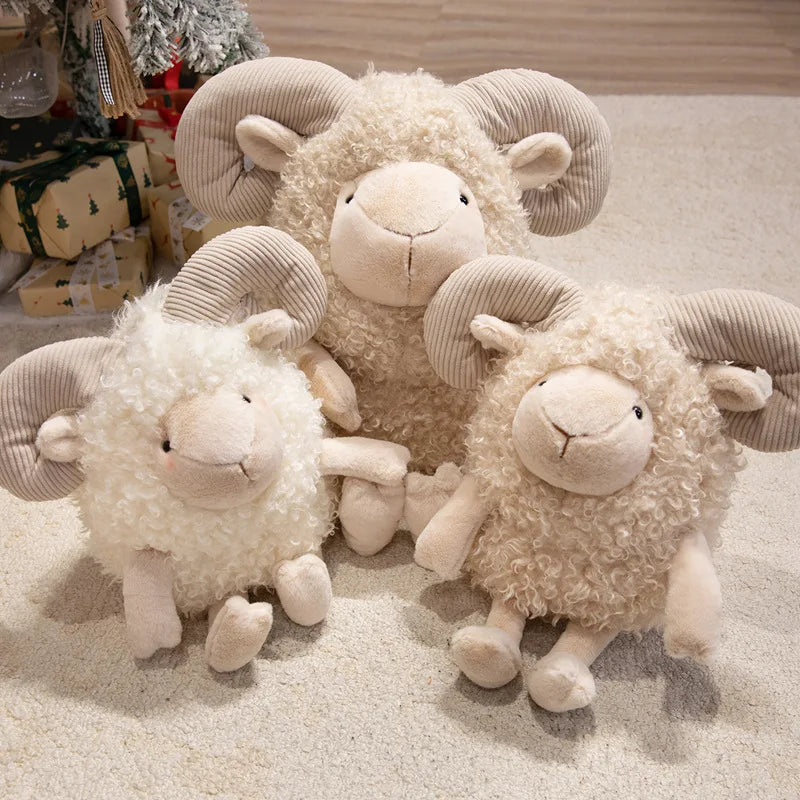 Cute Sheep Plush Toy Kawaii Stuffed Animal Soft Lamb Doll Fluffy Plushie Gift for Kids Baby Nursery Decor Birthday Christmas Gif