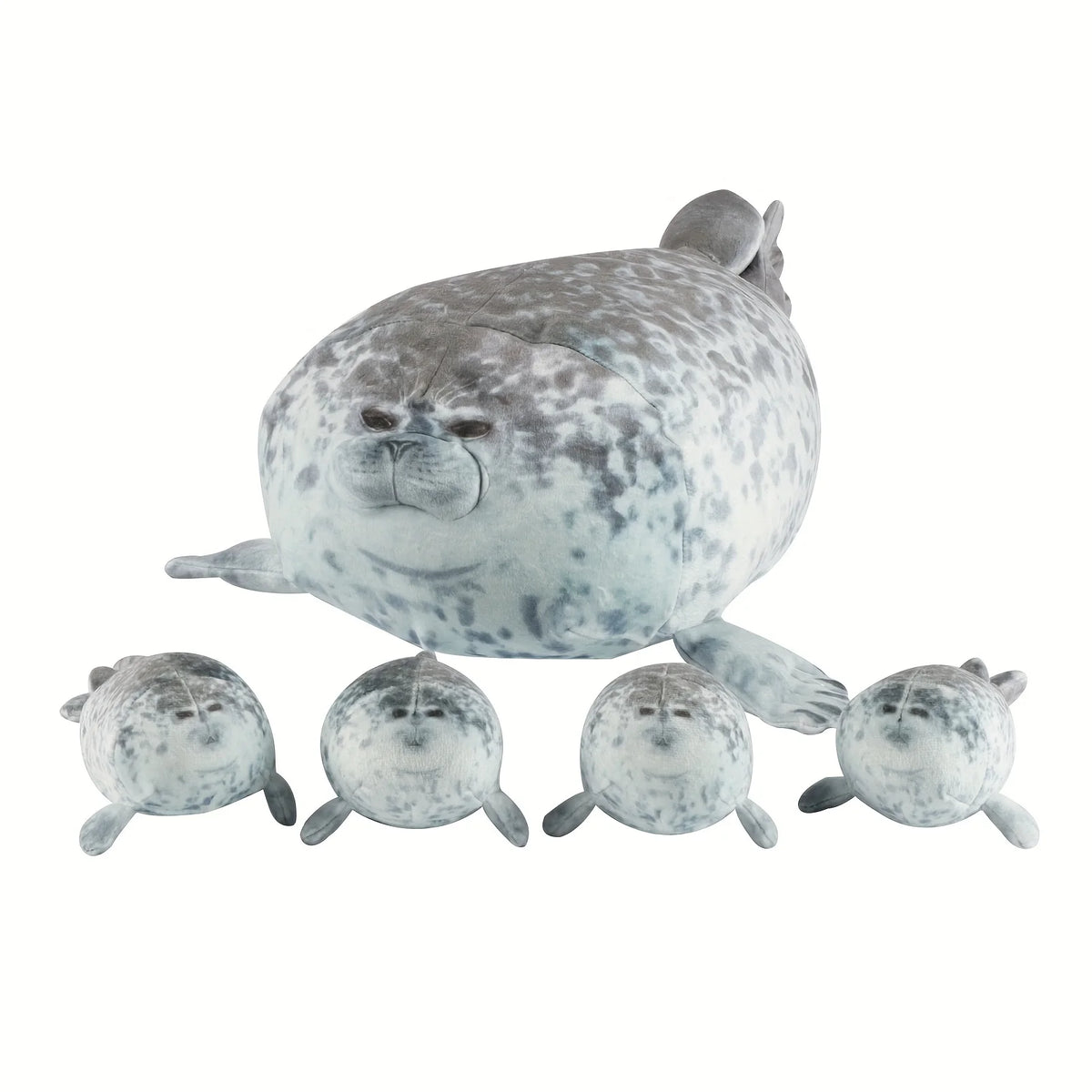 40cm Plush Blob Seal Pillow Mother with Four Kids Seal Chubby 3D Novelty Sea Lion Doll Stuffed Toy Pillow Gifts for Kids Girls