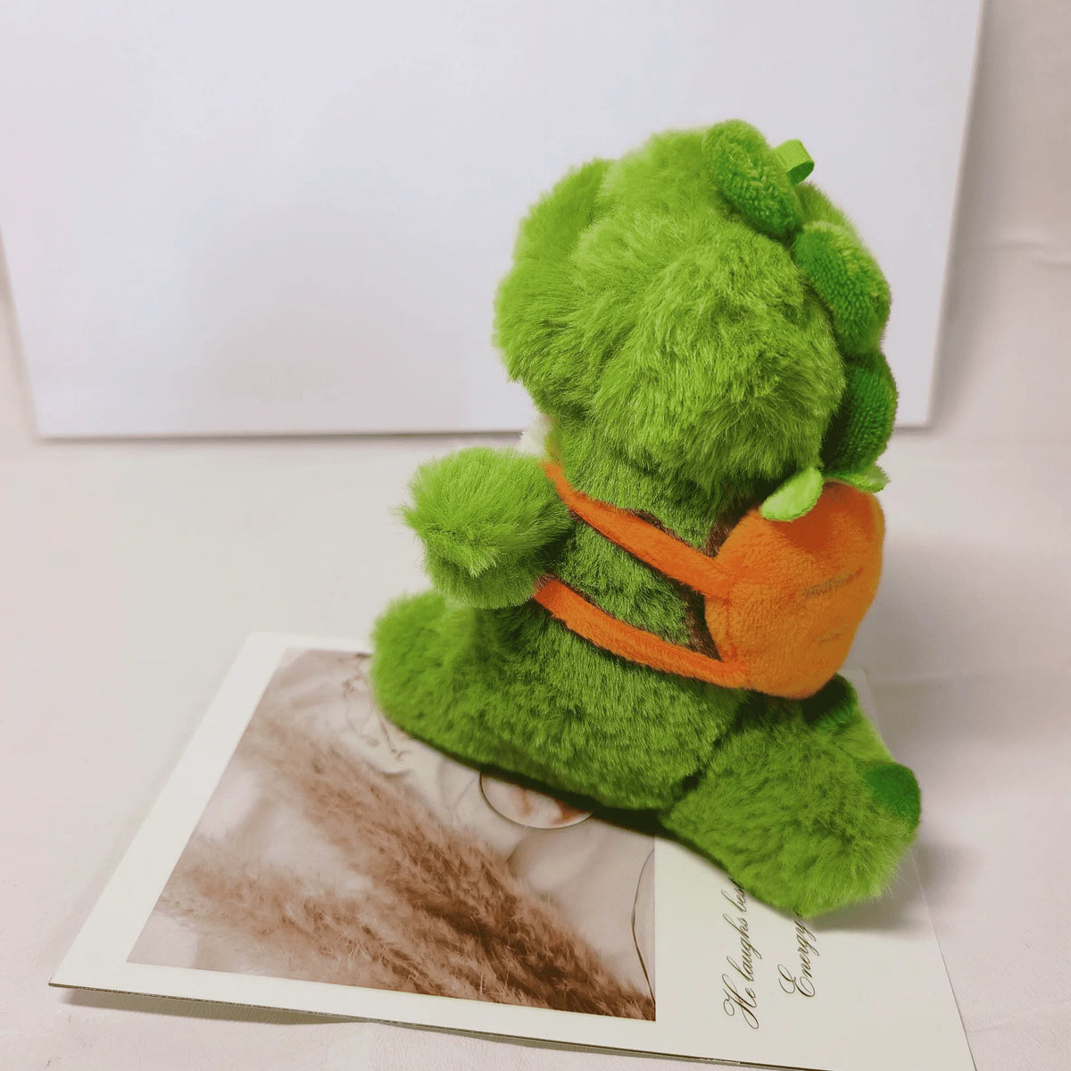 13cm Adorable Skipping School Dinosaur Plush Toys A Strawberry, Avocado and Carrot Dinosaur Pendant On the Back Toys for Kids