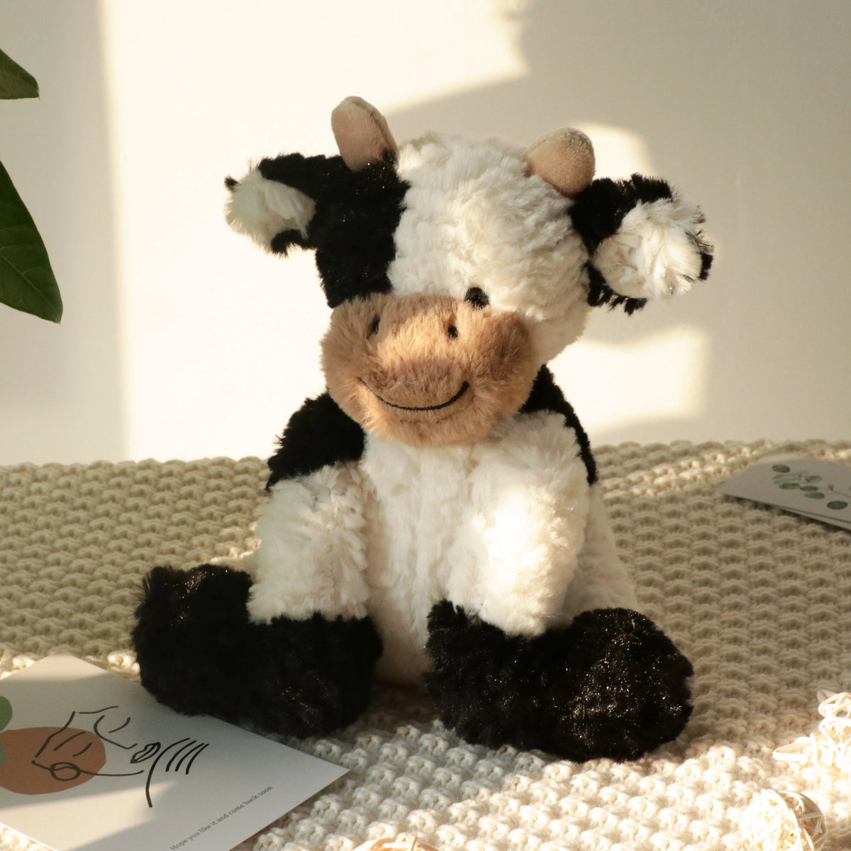 7.87in Cuddly Cow Plush Toy Soft Snuggly Stuffed Animal for Children Cute Silly Cow Doll Kawaii Cattle Plush Kids Birthday Gifts