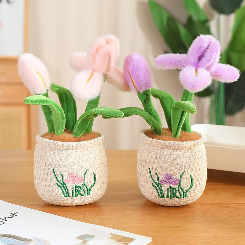ぬいぐるみ ふわふわ パステル チューリップ 鉢植え ニット刺繍