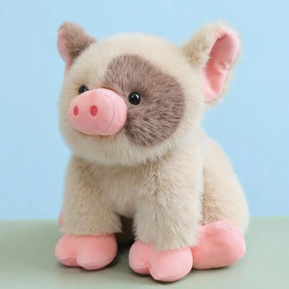 茶色いブチ豚のふわふわぬいぐるみ