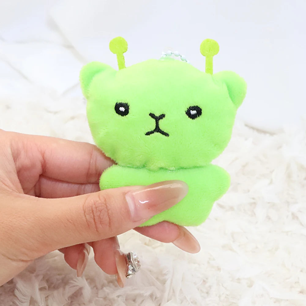 Cute Cartoon Alien Cat Plush Toy Pendant Little Alien Cat Keychain Doll Soft Stuffed Birthday Gifts for Kids Girl Backpack Decor