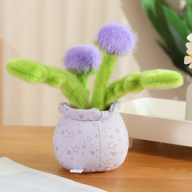 かわいい ふわふわ 踊る 花の ぬいぐるみ 鉢植え
