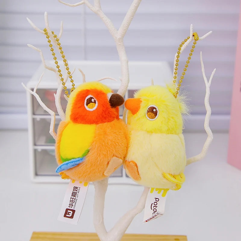 ふわふわ セキセイインコ カップル ぬいぐるみキーホルダー