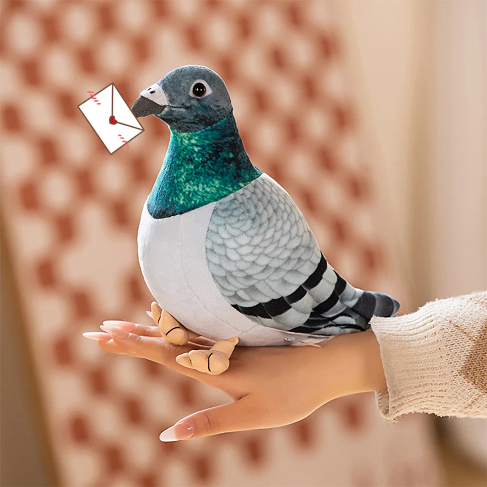 Realistic Pigeon Plush Toys High Quality Soft Lifelike Grey Hill White Pigeons Birds with Eyes Feather Home Decor Birthday Gifts