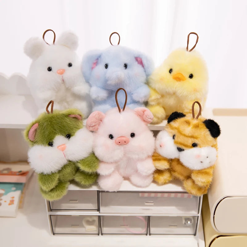 Cute Plush Companion Doll Anime Elephant Rabbit Cat Tiger Pig Duck Cartoon Desk Companion Doll 10cm Soft Plush Toy Sleeping Gift