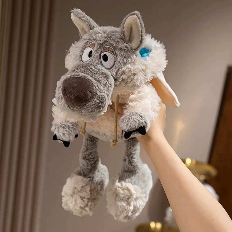 もこもこパーカーの動物ぬいぐるみ グレー＆ベージュ 2体セット