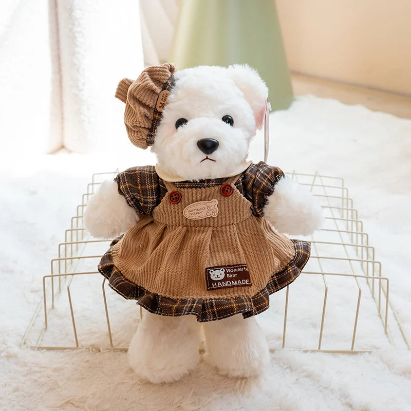 2pcs/lot 26cm Cute Couple Teddy Bear Peluche Toys Kawaii Calf Dress Bear Dolls Stuffed Soft Toy for Girls Baby Girlfriend Gifts