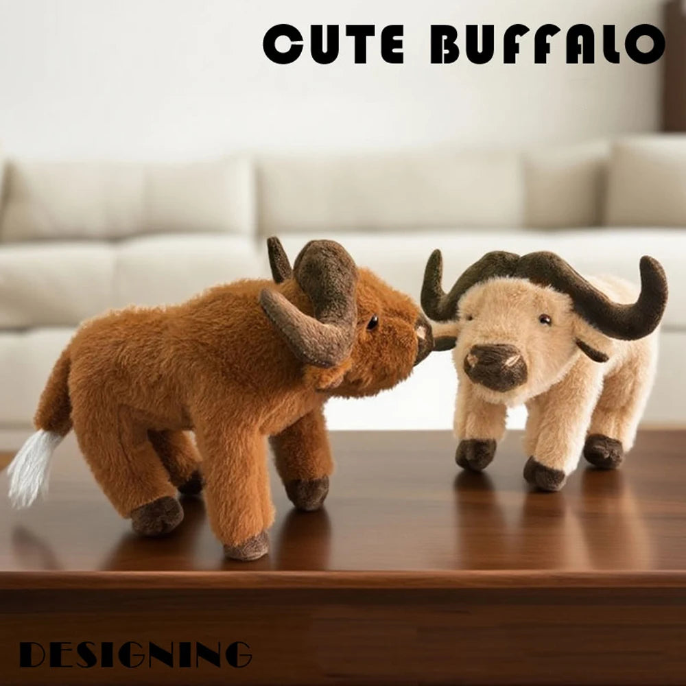 25cm Simulation Highland Cow Plush Toys Soft Stuffed Cattle or Buffalo Plush Toy Kawaii Kids Baby Birthday Gifts Home Room Decor