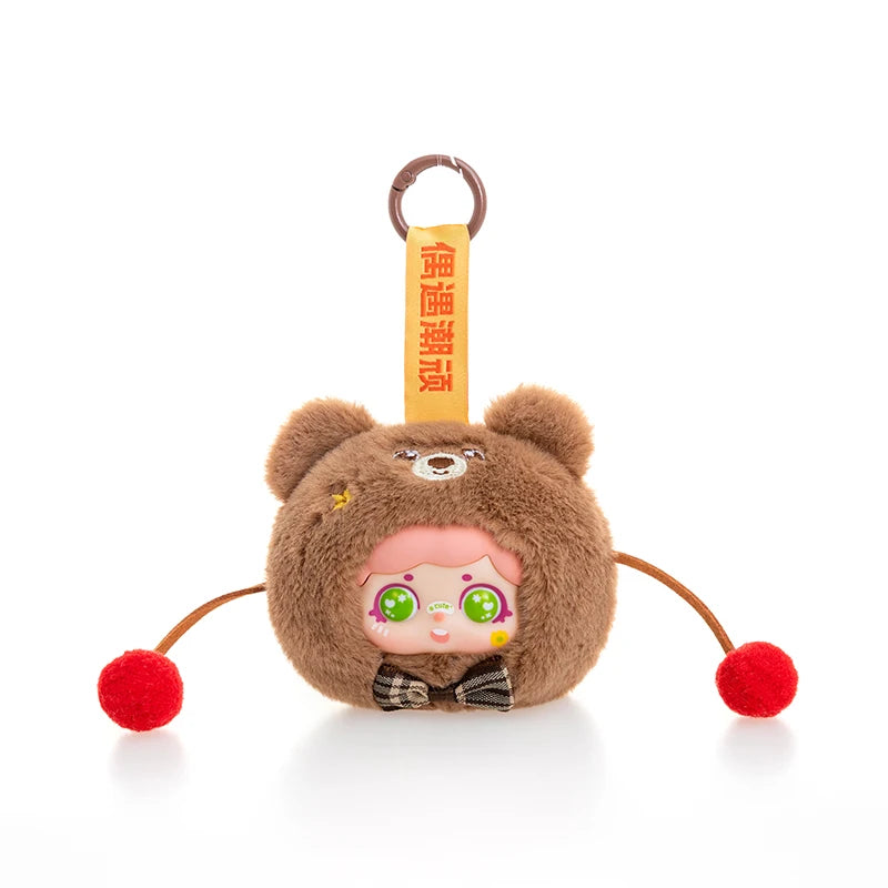 ふわふわ ピンク クマ耳 天使の羽 ぬいぐるみ キーホルダー