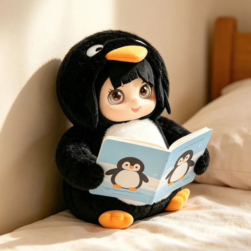 読書する 可愛い ペンギン着ぐるみ ドール ぬいぐるみ