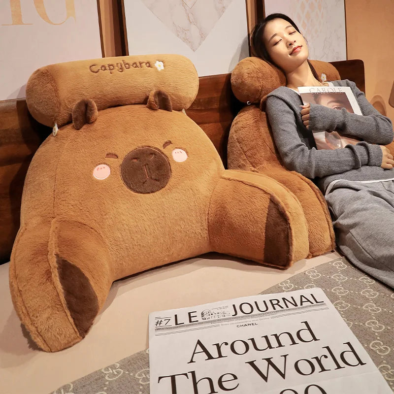 Lovely Capybara Plush Pillow Cartoon Soft Stuffed Cozy Capybara Lumbar Support Chair Seat Cushion Backrest Cushion Sofa Decor