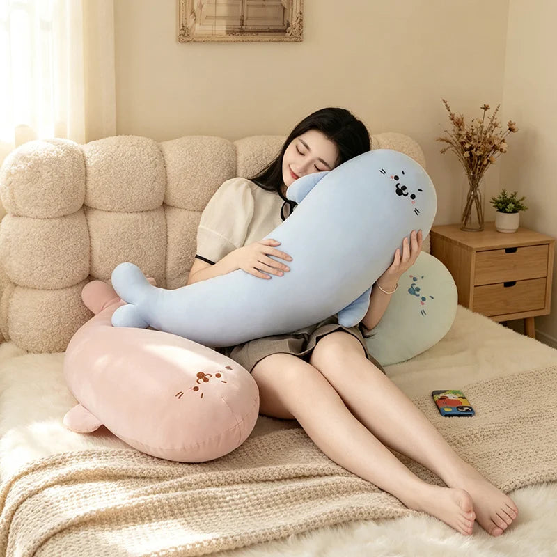 130CM Big Soft Simulation Cute Seal Ice Silk Plush Toys Kawaii Stuffed Lovely Children Animal Pillow for Birthday Gifts