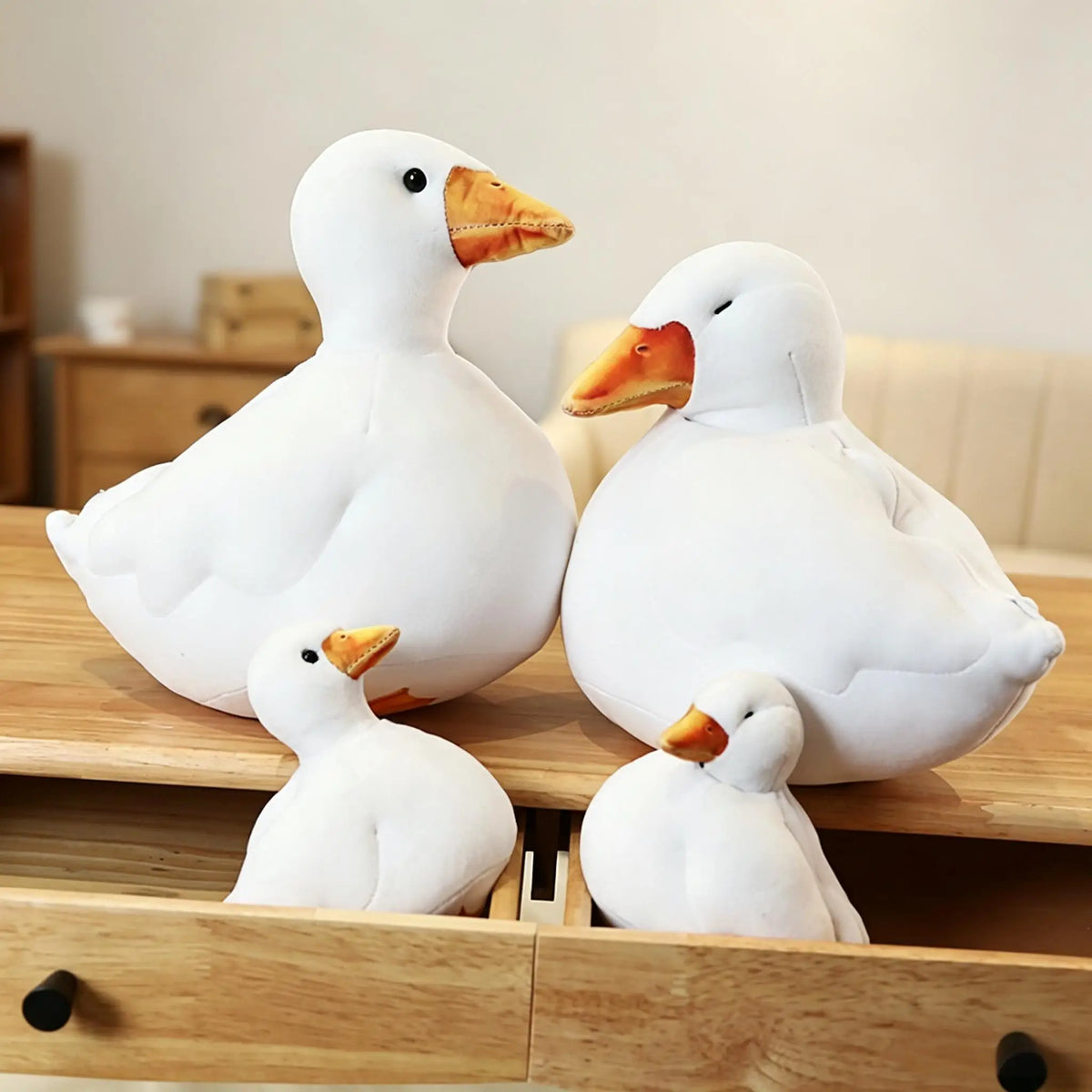 癒し の もちもち 白い アヒル ぬいぐるみ