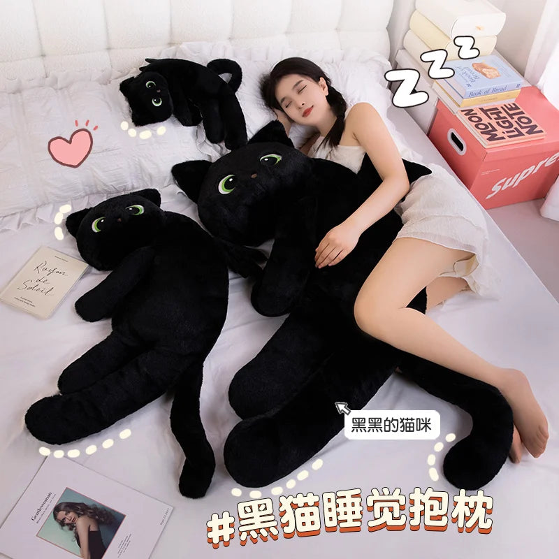緑の目 羽付き 黒猫 ふわふわ ぬいぐるみ