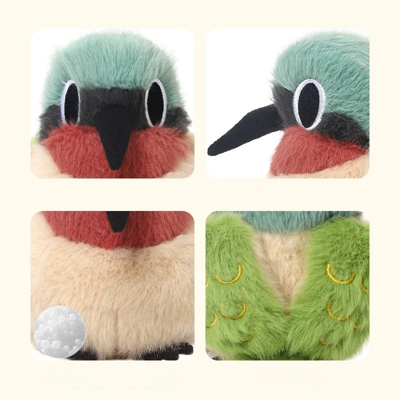かわいい青緑と赤の小鳥 ぬいぐるみ