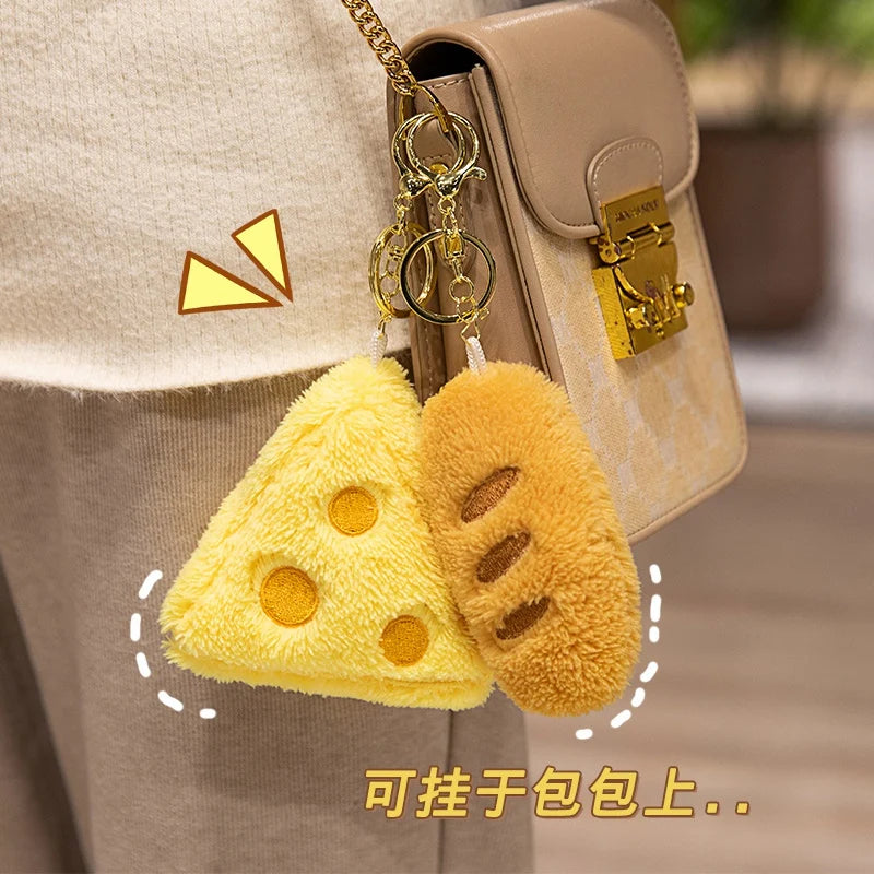 フードモチーフ 黄色いチーズとバゲット ぬいぐるみキーホルダー