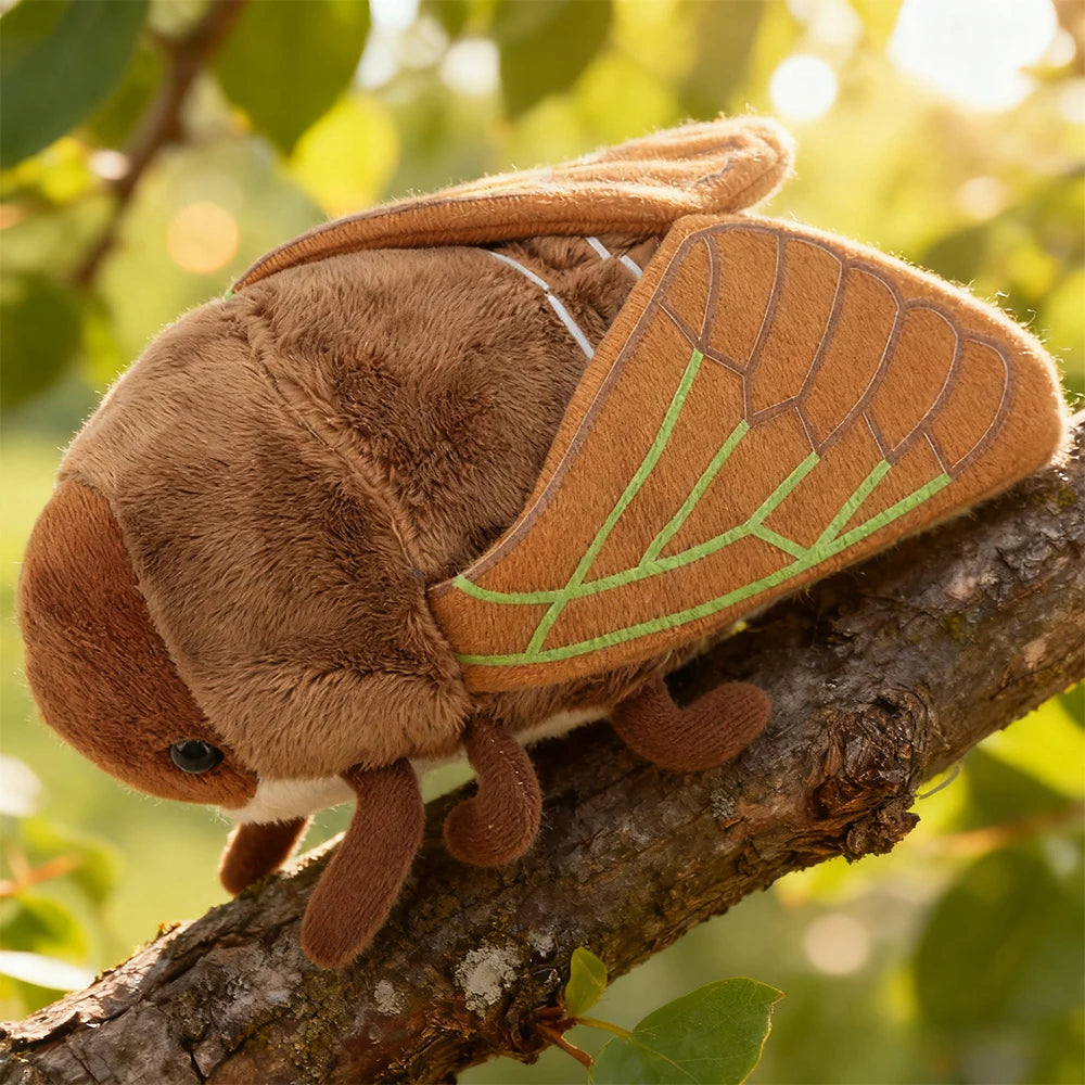 18cm Funny Creative Cartoon Insect Simulation Golden Cicada Plush Toy Brown Insect Soft Plush Toy Birthday Gift for Boy or Girls