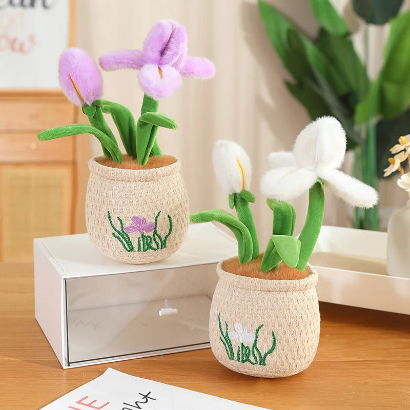 ぬいぐるみ ふわふわ パステル チューリップ 鉢植え ニット刺繍